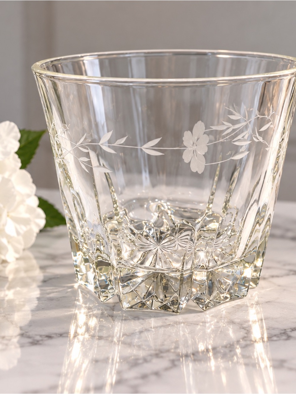 Princess House Clear Etched Floral Tumbler